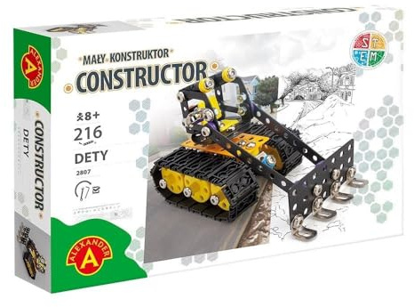 Constructor Dety – Metall-Bauspiel 216-teilig – Bulldozer zum Zusammenbauen für Kinder ab 8 Jahren