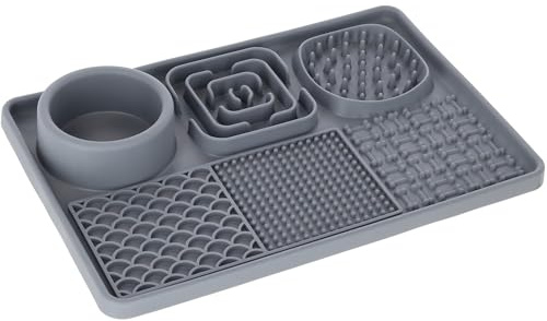 Kerbl Pet Schleckmatte XL für Hunde und Katzen | Grau, 30 × 20 cm, Silikonmatte zur Beschäftigung von Hunden und Katzen, kann den Stressabbau unterstützen
