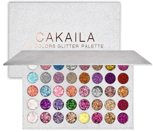 Jinlaili 40 Farben Glitzer Lidschatten Palette, Lidschattenpalette Bunt, Eyeshadow Palette Schimmernde, Glitzer Make-up Palette Langlebig Wasserdicht, Augenpalette, Schminkpalette