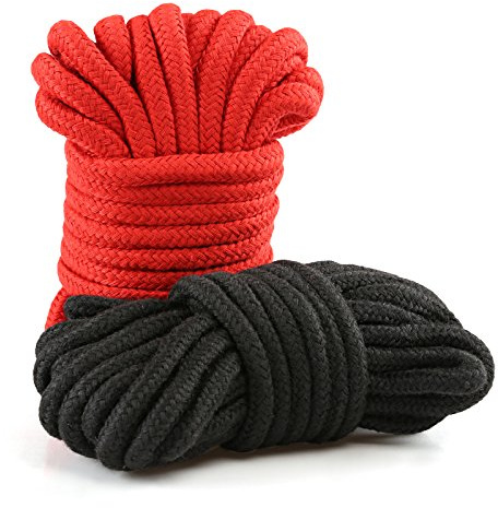 LIHAO 2X 10m Bondageseil Bondage Seile Fesselseil BDSM Schwarz Rot