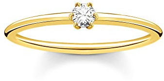 THOMAS SABO Ring weißer Stein gold vergoldetes Silber TR2312-414-14-50