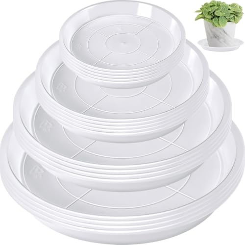 Augshy Untersetzer Blumentopf, 18 Stück Blumentopf Untersetzer Klare Pflanzen Untersetzer 10/14/20/24 cm Blumenuntersetzer Rund Wasserdicht Blumentopfuntersetzer für Gärten Balkone