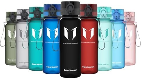 Sparrow Trinkflasche 500ml/750ml/1L - BPA-frei Tritan Wasserflasche 1-Klick | Sportflasche, Auslaufsicher, Leicht, Spülmaschinenfest, Flip Top Flaschen, Sport, Schule, Fitness, Gym, Büro, Reisen, Fahrrad