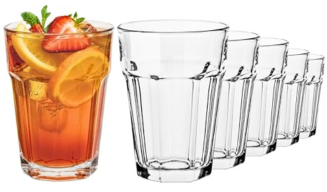 TREND FOR HOME Longdrinkgläser Set von 6 Cocktailgläser 425 ml Eiskaffee Gläser Latte Macchiato Kaffeebecher Klarglas Trinkgläser Groß Caipirinha Gläser Wassergläser Spülmaschinenfest, Alva