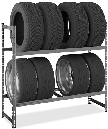 Relaxdays Reifenregal für 8 Reifen, H x B x T: 100 x 110 x 35 cm, 150 kg, Stahl, Stecksystem, Räderregal, Farbwahl