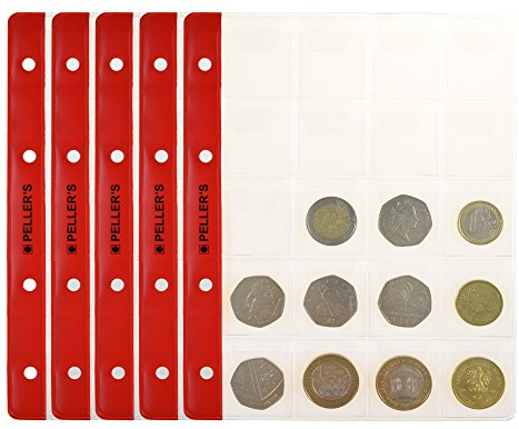 PELLER'S | Münzhüllen Für Sammelalbum. 20 Felder 35mm x40mm, Für Münzen bis zu Ø 31mm. 10 er Packung. Für PELLER'S Münzalbum M.