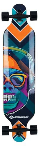 Schildkröt Longboard Freeride 41, Design: Cool Chimp, 9-Fach verleimtes Ahorn, Komplettboard mit Drop Through Achsenaufhängung, ABEC-11 Kugellager, 510690