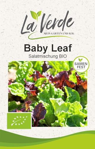 La Verde MEIN GARTEN UND ICH. Baby Leaf BIO Pflücksalat Samen für ca. 400 Pflanzen, bunte Salatmischung, zart würzig, Saatgut ohne Gentechnik