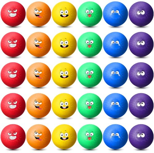 Jerify Dodgeballs-Spielplatzbälle, bunt, Emotions-Handball, Kickball, Hüpfbälle für drinnen und draußen, Spiele, Fitnessstudio, Camping, Picknick, Strand, Schule, 30 Stück