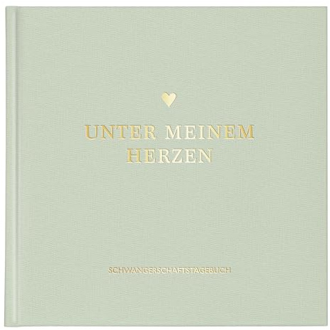mintkind® Schwangerschaftstagebuch Salbei Leinen – Tagebuch Schwangerschaft mit 112 Seiten, Sticker Set, Erinnerungsbuch für Schwangere, Geburtsvorbereitung, Babybauch Buch