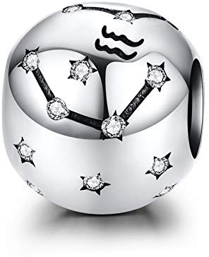 LaMenars Charms Sternzeichen Dangle 925 Sterling Silver Sternbild Anhänger mit Zirkonia passt Europa Charm Armband Halskette, Geschenke für Frauen