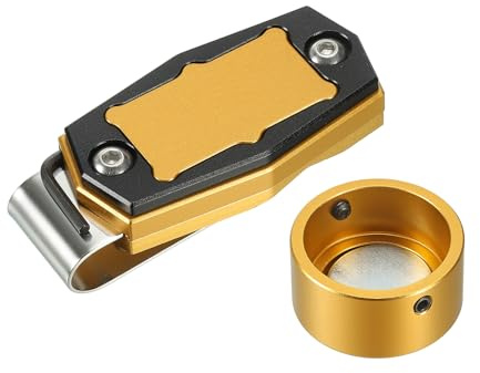 PATIKIL Billard Magnetischer Kreidehalter Runder Aluminiumlegierung Pool Billard Queue Kreide Spitzenetui mit Gürtelclip für Snooker Sportzubehör