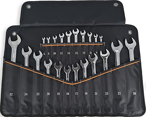 22 Taschen Schraubenschlüsselrolle, Schraubenschlüssel-Set, Werkzeugrolle, Schraubenschlüsseltasche, Schraubenschlüssel-Werkzeugrolle, Schraubenschlüsselhaltertasche, aufrollbarer Organizer