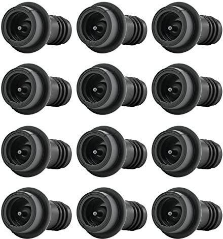 WOTOR Weinpumpe Vakuum Stopper, Weinflaschenverschluss, Hält Wein Frisch, 12 Stoppers, Schwarz