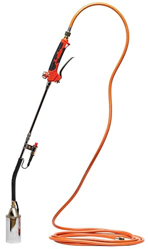 ROTHENBERGER Industrial 2teiliger Anwärmbrenner ECO Piezo inkl. 5 m Propangasschlauch & Piezo-Zündung | Unkrautvernichter | Brenner | Gasbrenner | Abflammgerät | Dach- und Bitumenbahnen | 1500004926