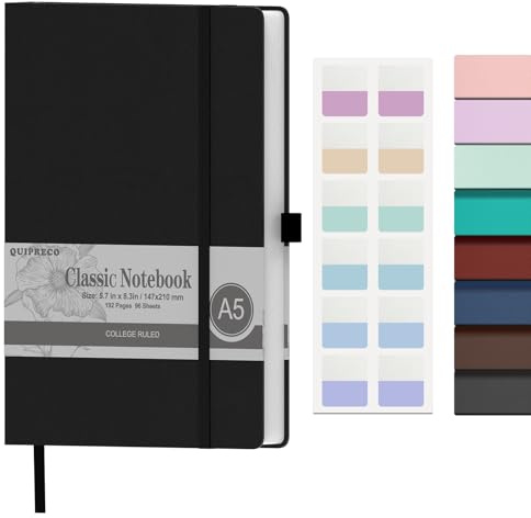 joibabe Notizbuch Liniert A5, Journal Tagebuch mit 192 nummerierten Seiten,100gsm Notizbücher, Innentasche, Hardcover Buch für Büro Schule Arbeit Frauen Männer, 14.8 x 21cm - Schwarz