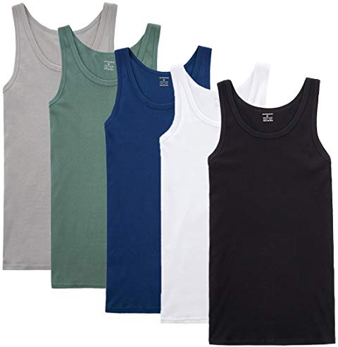 NUOZA Unterhemd Herren Tank Top 5er Pack Feinripp Muskelshirts Baumwolle alle Größen und Farben-Mix,XL