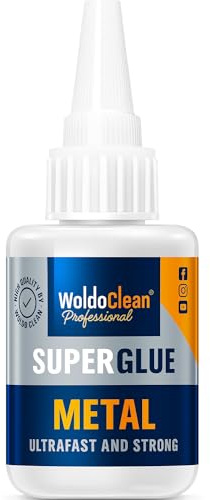 WoldoClean Sekundenkleber für Metall 25g - Extra Starker Spezialkleber für Aluminium, Edelstahl, Eisen & Chrom, Wasserfest, Hitzebeständig & Schlagfest, Industriequalität