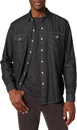 Amazon Essentials Herren Langärmliges Jeanshemd mit Druckknöpfen