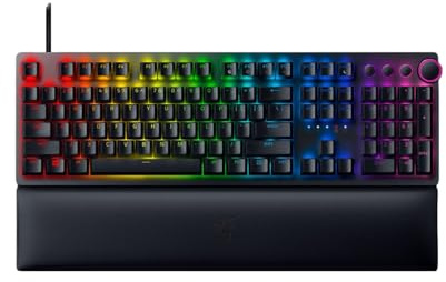 Razer Huntsman V2 (Red Switch) - Praktisch latenzfreie Optische Gaming-Tastatur (Lineare Optische Switches, Doubleshot PBT-Tastenkappen, Handballenauflage) QWERTZ DE-Layout | Schwarz