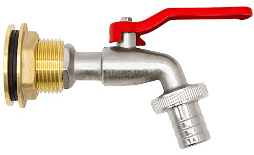 VARIOSAN Regentonnendurchführung + Kugelauslaufhahn Set 16935, 1/2", Messing