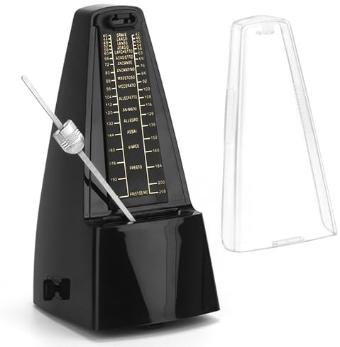 QWORK® Mechanisches Metronom mit Glocke, Lautstärke, Geschwindigkeitseinstellung, für Klavier, E-Gitarre, Bass, Violine, Schlagzeug