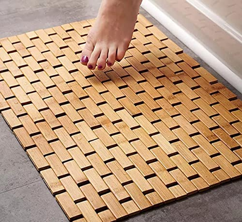 CHILL HOUSE Badematte Holz 60x40 cm, Badematte Bambus rutschhemmend, Badvorleger Holz, Duschvorleger Holz, Duschmatte Holz, Bambusmatte Bad, Badezimmerteppich