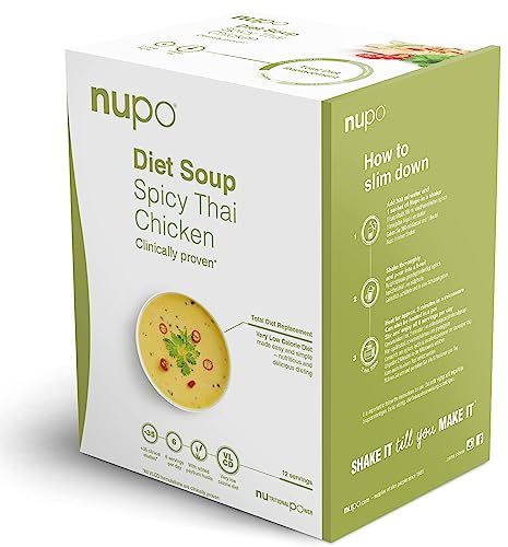 NUPO® Diät Suppe (Spicy-Thai Chicken) | Glutenfrei & Wenig Kalorien | Eiweißreicher Mahlzeitenersatz Pulver Fastensuppe | Diät Suppen zum Abnehmen | Vitamine & Mineralstoffe | Low Carb Suppen