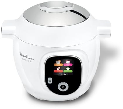 Moulinex Cookeo+ Intelligenter Multicooker mit hohem Druck, 6 l, 80 integrierte Rezepte, unbeaufsichtigt, intuitives Display, Schritt-für-Schritt-Anleitung zum Kochen, spezielle App, weiß CE854110