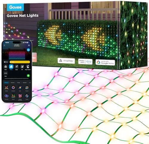 Govee Smart Lichterkette Netz für Büsche, 0,87×2,9m mit 480 LEDs für Außen | kompatibel mit Alexa und Google Assistant, Lichternetz für Außen mit Vielfältigen Modi, DIY-Funktion, Wasserdicht gemäß IP65