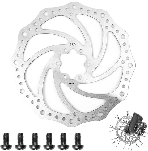 180mm Centerlock Bremsscheibe, Bremsscheiben Fahrrad mit 6 Schrauben | Edelstahl Bike Bremsscheiben, Scheibenbremse für Die Meisten Mountainbike Rennrad Reiten Fahrrad MTB und BMX (Silber 180mm)
