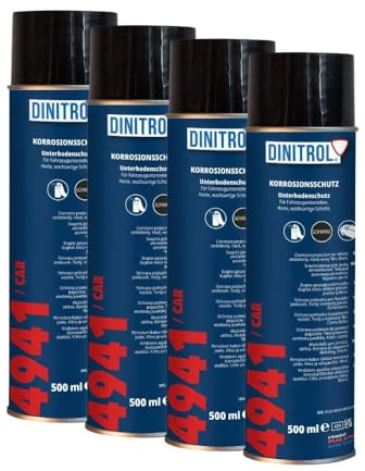 Dinitrol® 4941 Schwarzer Unterboden-/Fahrwerkschutz, selbstheilende Wachs-Beschichtung – 4 x 500 ml Aerosolen