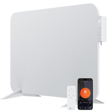 BR Bringer Infrarotheizung 450 Watt mit Smart Thermostat, WIFI & App - für Wandmontage oder als Standgerät für kleine Räume bis 10m² - sehr Energiesparend - Deutsche Qualitätsmarke (weiß)