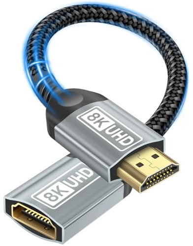 Nersligek HDMI Verlängerungskabel 0,5M, 8K HDMI Verlängerung Kabel Stecker auf Buchse Adapter Ultra Highspeed Ethernet UHD HDR ARC 3D Kompatibel mit TV Stick Roku Blu-Ray Xbox PS5 PS4 HDTV Laptop