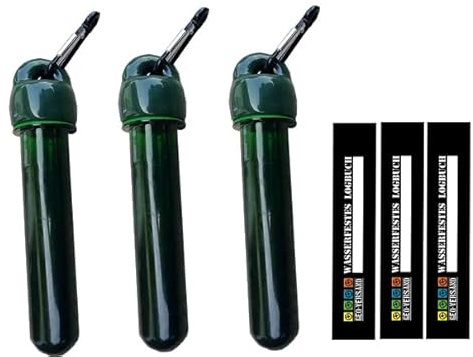 3er Set mit Petling, Karabiner und PET Cap - Logbuch aufhängen Befestigung Geocaching Versteck Preform, aufbewahrung Outdoor