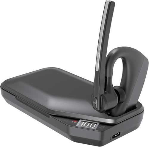 Conambo Bluetooth Headset V5.2,kabelloser Ohrhörer mit 750-mAh-Ladeetui, 80 Stunden Gesprächszeit,Wireless Freisprech Telefon mit CVC 8.0 und ENC Dual Mikrofon für iPhone/Android/Laptop