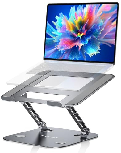 TECKNET Laptop Ständer Höhenverstellbarer, Ergonomischer Faltbarer Tragbarer Belüfteter Laptopständer,Laptop Stand Kompatibel mit Allen 11 bis 17,3 Zoll für Notebooks,MacBook und Tablets (Dunkelgrau)