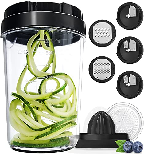 Spiralschneider Gemüse mit Behälter - Gemüseschneider Spaghetti Gemüsehobel - Gemüsehobel für Gemüsespaghetti, Zucchini Karotte Gurke Kürbis Kartoffel (8-in-1)