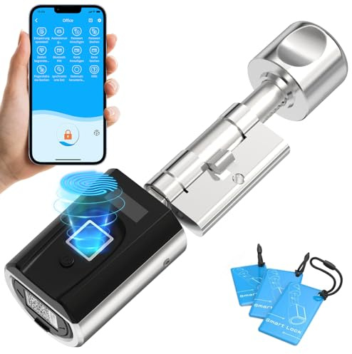 WELOCK SECBN51 Fingerabdruck Elektronisches Türschloss für 30-70mm Tür | RFID-Karte Bluetooth WIFI APP, Fingerabdruck Schloss IP65,Smartes Türschloss USB-Ersatzentriegelung EU-Profiltür