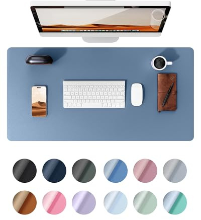 YSAGi Schreibtischunterlage 80x40cm, Premium Leder Mauspad XXL, Rutschfeste Tischunterlage Schreibunterlage, Multifunktionales Office Mousepad Schreibtisch Zubehör für Büro & Homeoffice (Meeresblau)