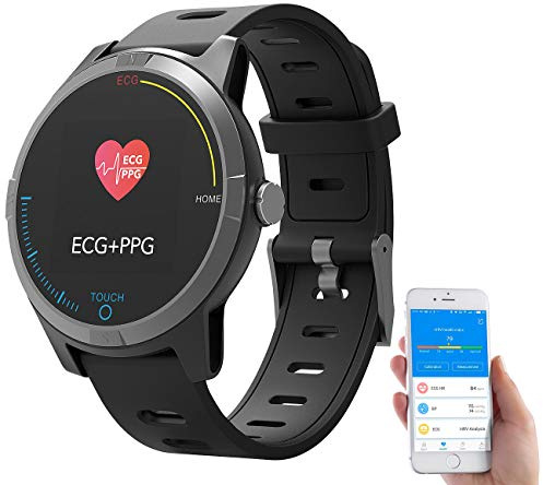 Newgen Medicals Smartwatch EKG: Fitness-Uhr mit Bluetooth, Herzfrequenz- und EKG-Anzeige, App, IP67 (Fitness Uhr mit Funktion, Blutdruckuhr, iPad)