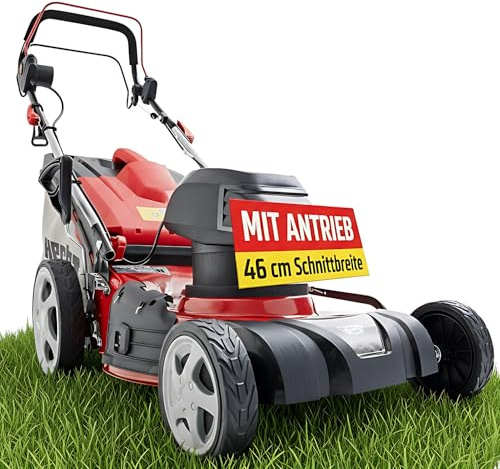HECHT 5-IN-1 Elektro Rasenmäher mit 1.800 Watt Motor, 46 cm Schnittbreite, Radantrieb, Mulchfunktion, zentrale 7-Fach Schnitthöheneinstellung und 50 Liter Fangkorb für einen schön gepflegten Rasen