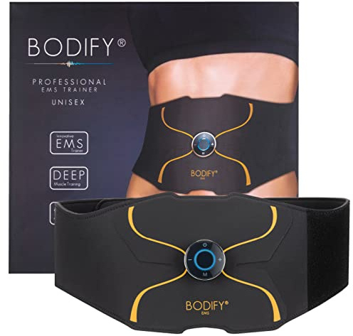 Bodify® EMS Bauchtrainer Pro - Gezielte Stimulation der Bauch Muskulatur! - Muskelaufbau - Bauchtrainer - Stimulationsgerät Bauch Muskeln - Bauchmuskeltrainer für Männer und Frauen Das ORIGINAL