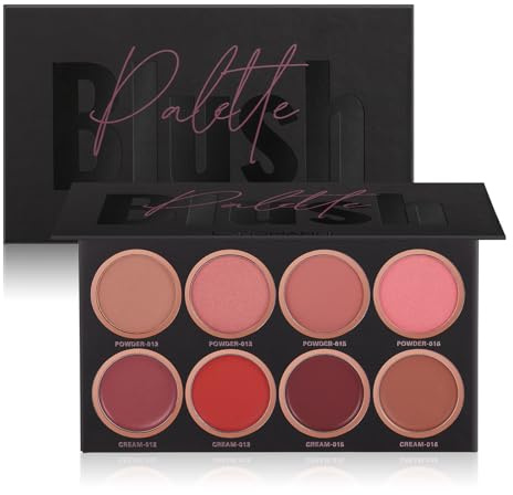 8 Farben Make-up Rouge Palette, Matte, langanhaltende, aufhellende Teint-Reparatur Nude Make-up Tragbares Make-up Rouge, Kontur und Highlight, Professionelles Gesichts-Make-up-Rouge