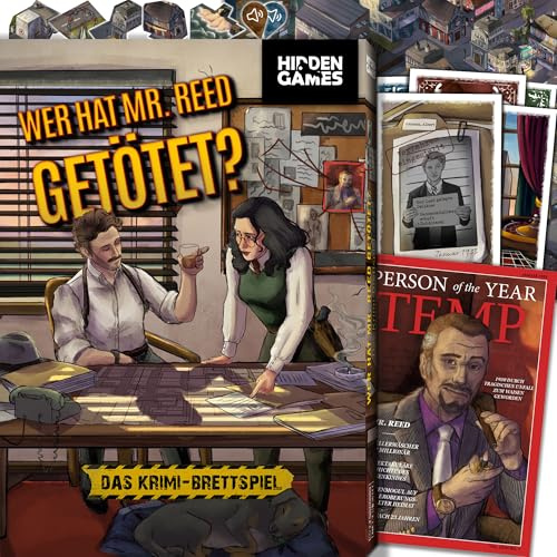 Hidden Games Tatort - Krimi-Brettspiel - Wer hat Mr. Reed getötet? Mordfall lösen Spiel | Krimispiel für Erwachsene | spannendes Detektivspiel für zu Hause | Escape Room Spiel ab 14 Jahren | Cold Case