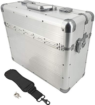Pilotenkoffer mit Tragegurt von SONOVO aus Aluminium in Silber 45161 | Alukoffer, Aktenkoffer, Businesskoffer | Für den täglichen Geschäftseinsatz Kundentermine und Messebesuche