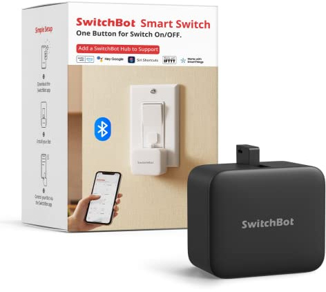 SwitchBot Smart Switch Toggle - Machen Sie Schalter intelligent, App- und Timer-Steuerung, fügen Sie Hub Mini hinzu, um es mit Alexa, Google Home und IFTTT Kompatibel zu Machen(Schwarz)