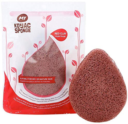 1PC Konjac Schwamm All Natural Facial Waschen Schwamm Gesicht Peeling Tiefenreinigung Schönheit Werkzeug Geeignet Für Alle Hauttypen (Rot)