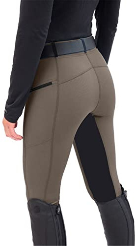 nicticsi Damen Mode Reiterhosen Slim Fit Elastische Splice Reiterhosen Casual Leggings Sport Hohe Taille Reithose Reitsport Trainingshose A Khaki S