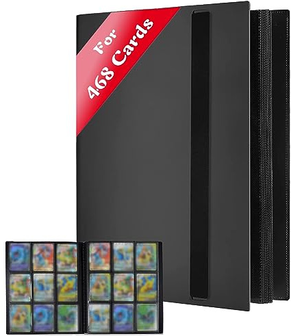 JUSONEY Sammelkarten Album - 468 Pockets Sammelalbum 26 Seiten Pro 9 Pocket mit Wasserdichte Schwarzer Buchdeckel Perfekt zum Sammeln von Karten für MTG Magic für Match Atta (Schwarzer)